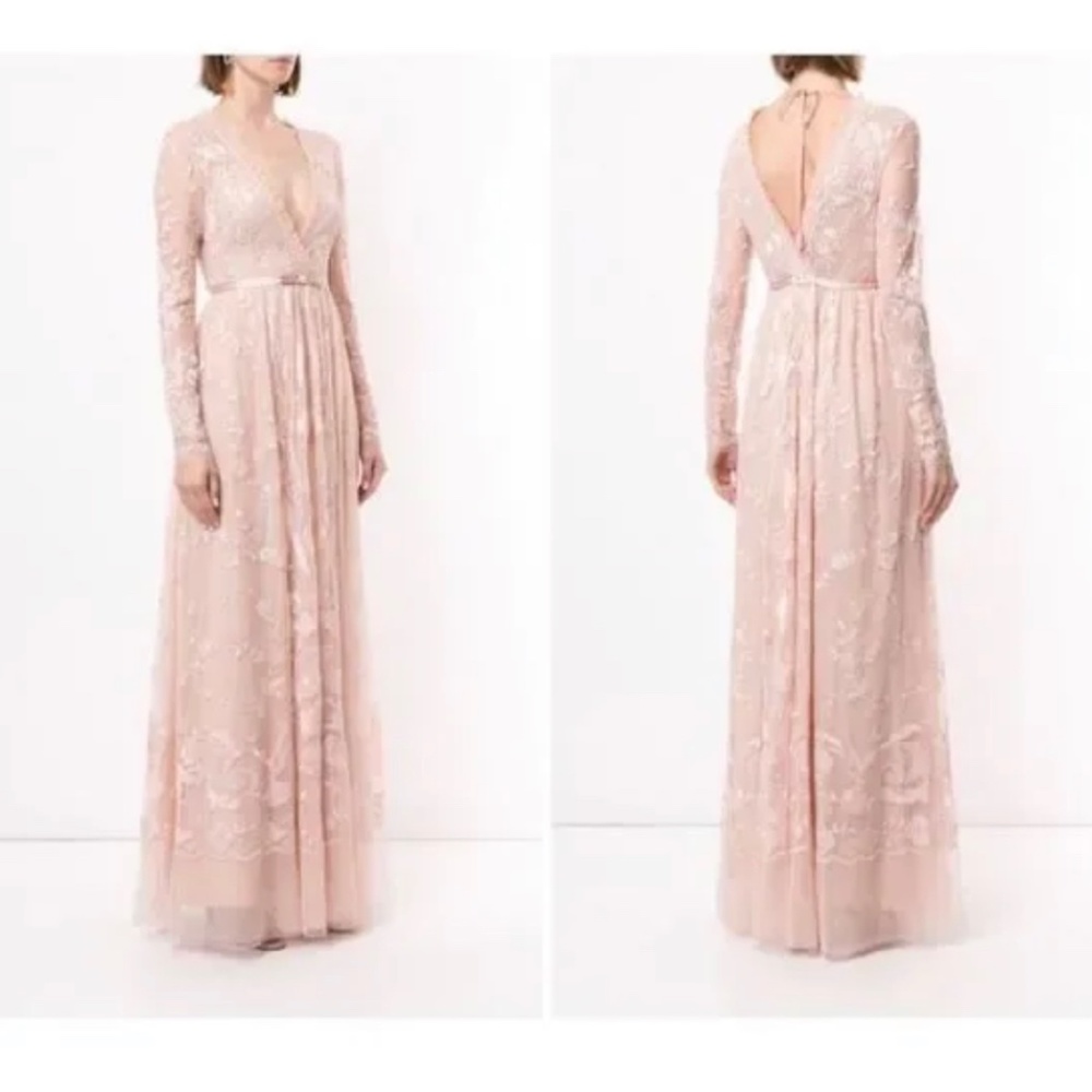 Needle & Thread Eleanor layered gowns available in pink and grey gray - Picture 2 of 7